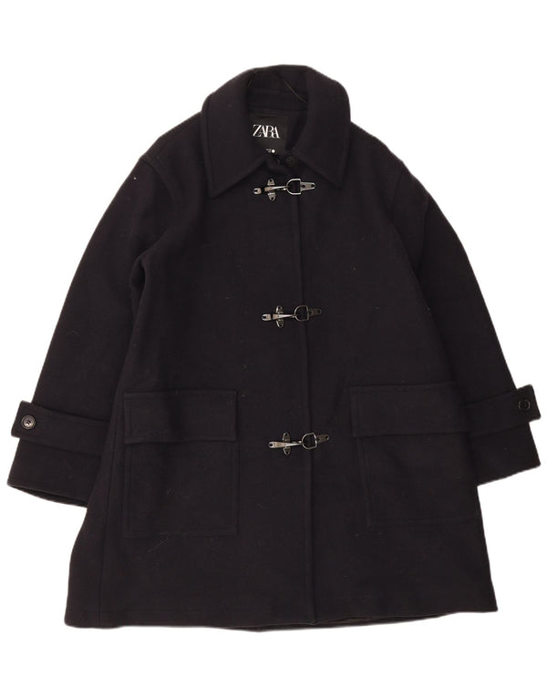 Zara Womens Oversized Overcoat UK 10 Small Navy Blue Wool
