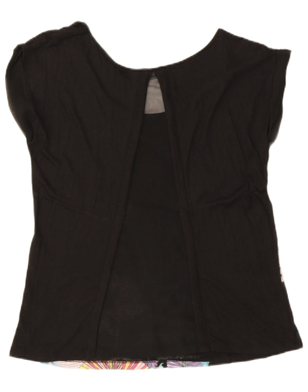 Desigual T-shirt grafica da donna Top UK 12 Medium Black Floral