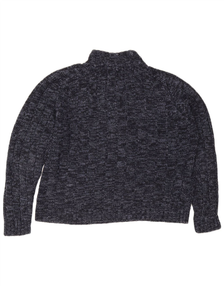 MARKS & SPENCER maglione da donna con collo con zip UK 16 grande blu navy
