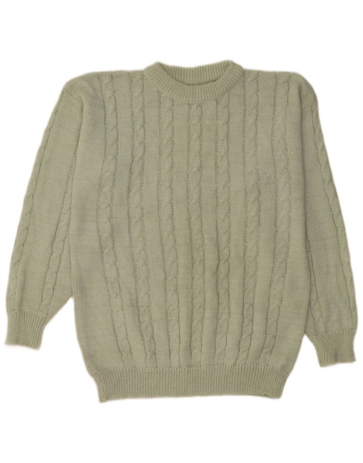 Maglione maglione girocollo da uomo vintage verde medio