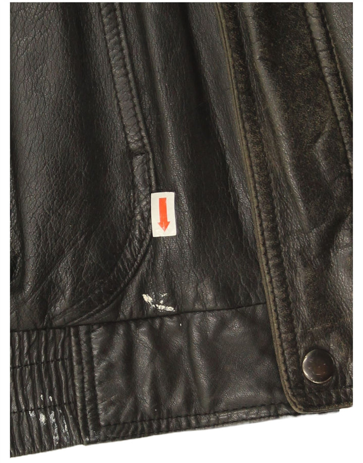 Giacca in pelle vintage da uomo IT 48 in pelle nera media