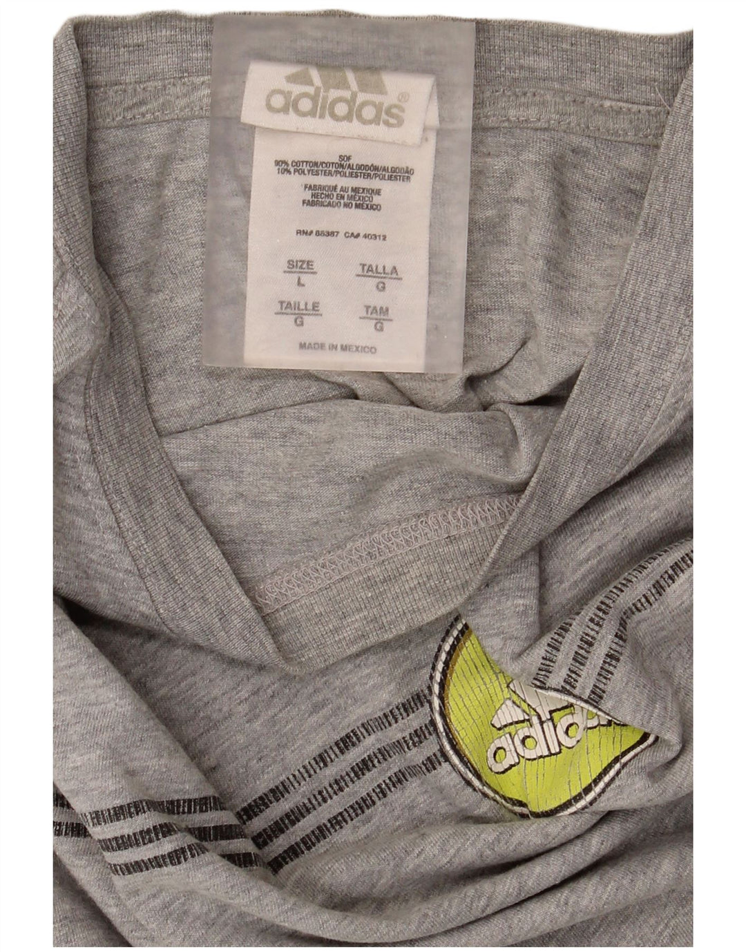Adidas Maglietta grafica da uomo a maniche lunghe grande in cotone grigio