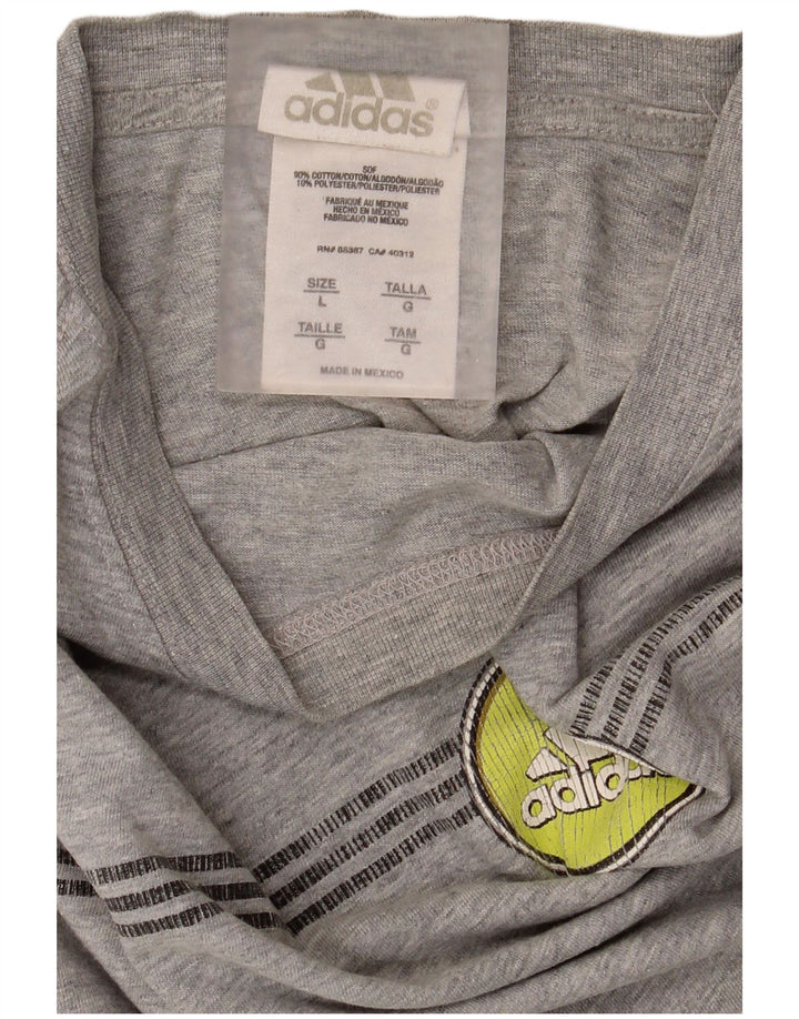 Adidas Maglietta grafica da uomo a maniche lunghe grande in cotone grigio