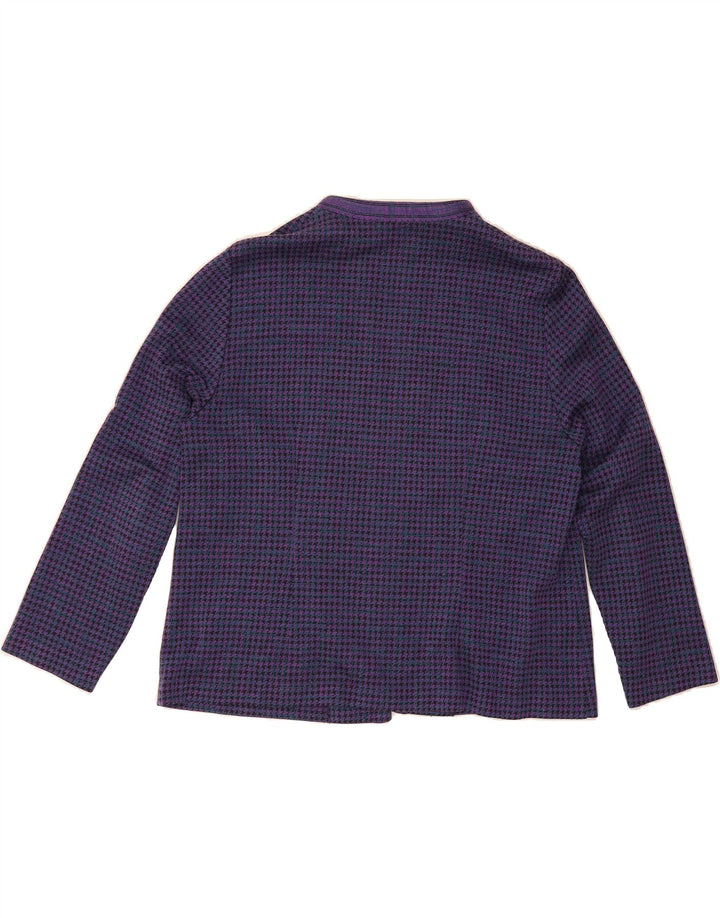 VINTAGE Womens Open Blazer Jacket UK 16 Large Purple Houndstooth Vintage Vintage and Second-Hand Vintage from Messina Hembry 