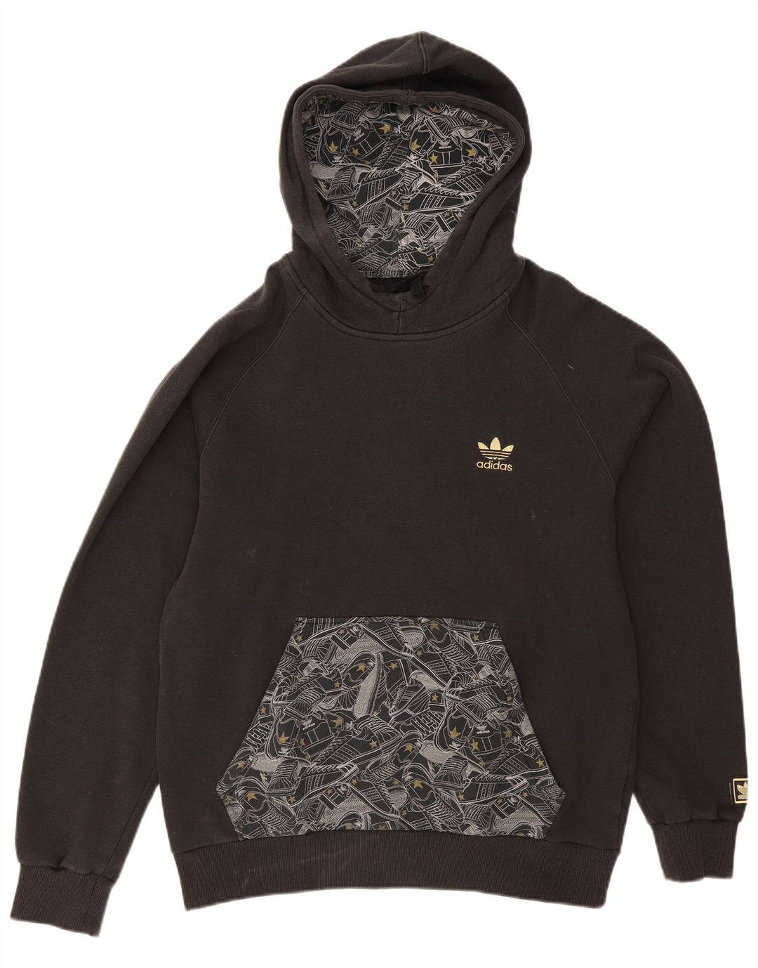 Felpa con cappuccio da uomo Adidas Large nera geometrica