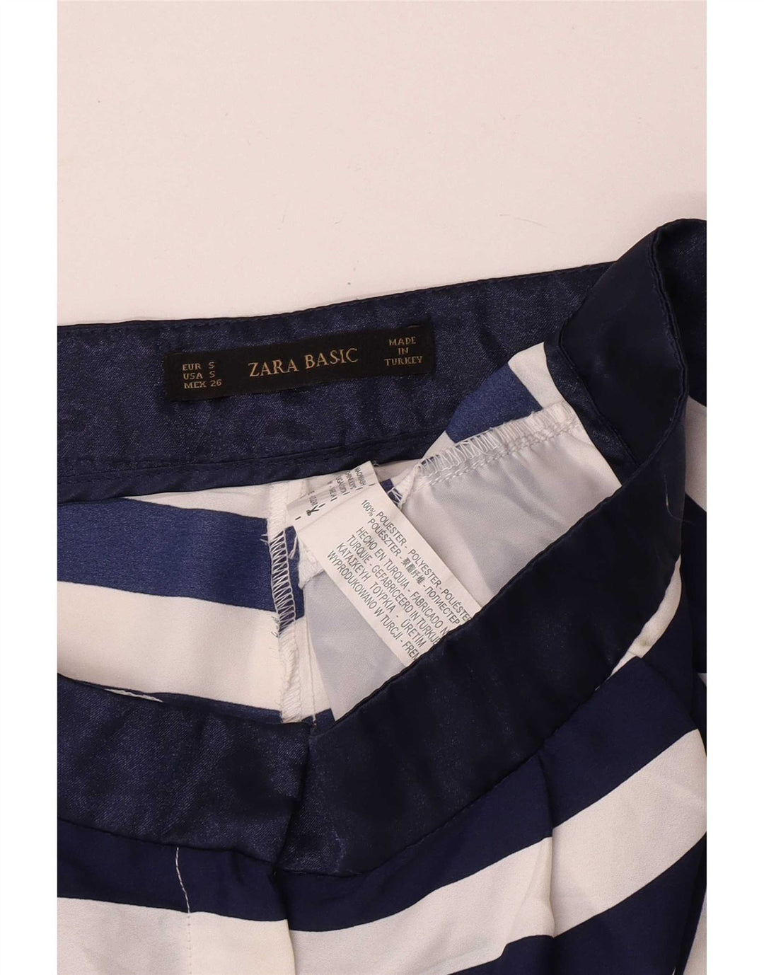 Pantaloncini chino da donna Zara piccoli W26 poliestere a righe blu navy