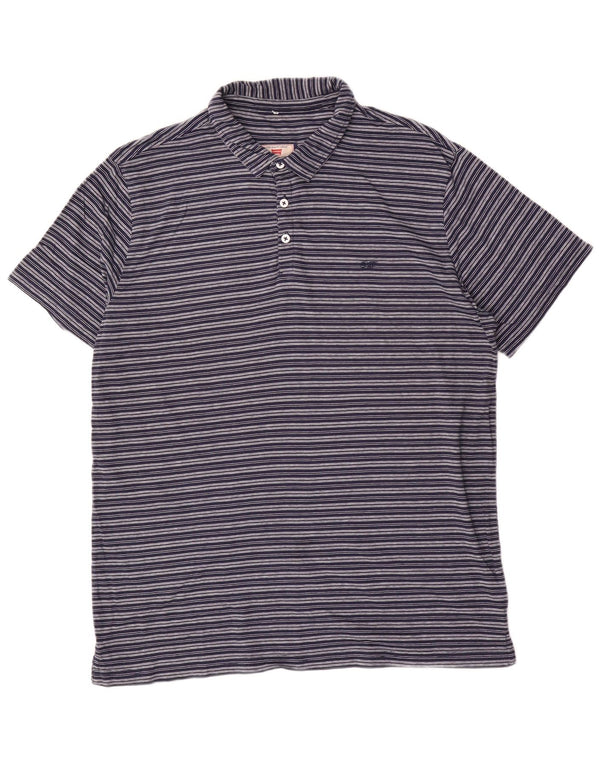 Polo da uomo Carrera grande a righe blu navy