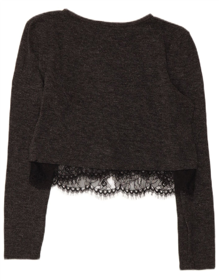 Top corto da donna Zara a maniche lunghe UK 12 Grigio medio
