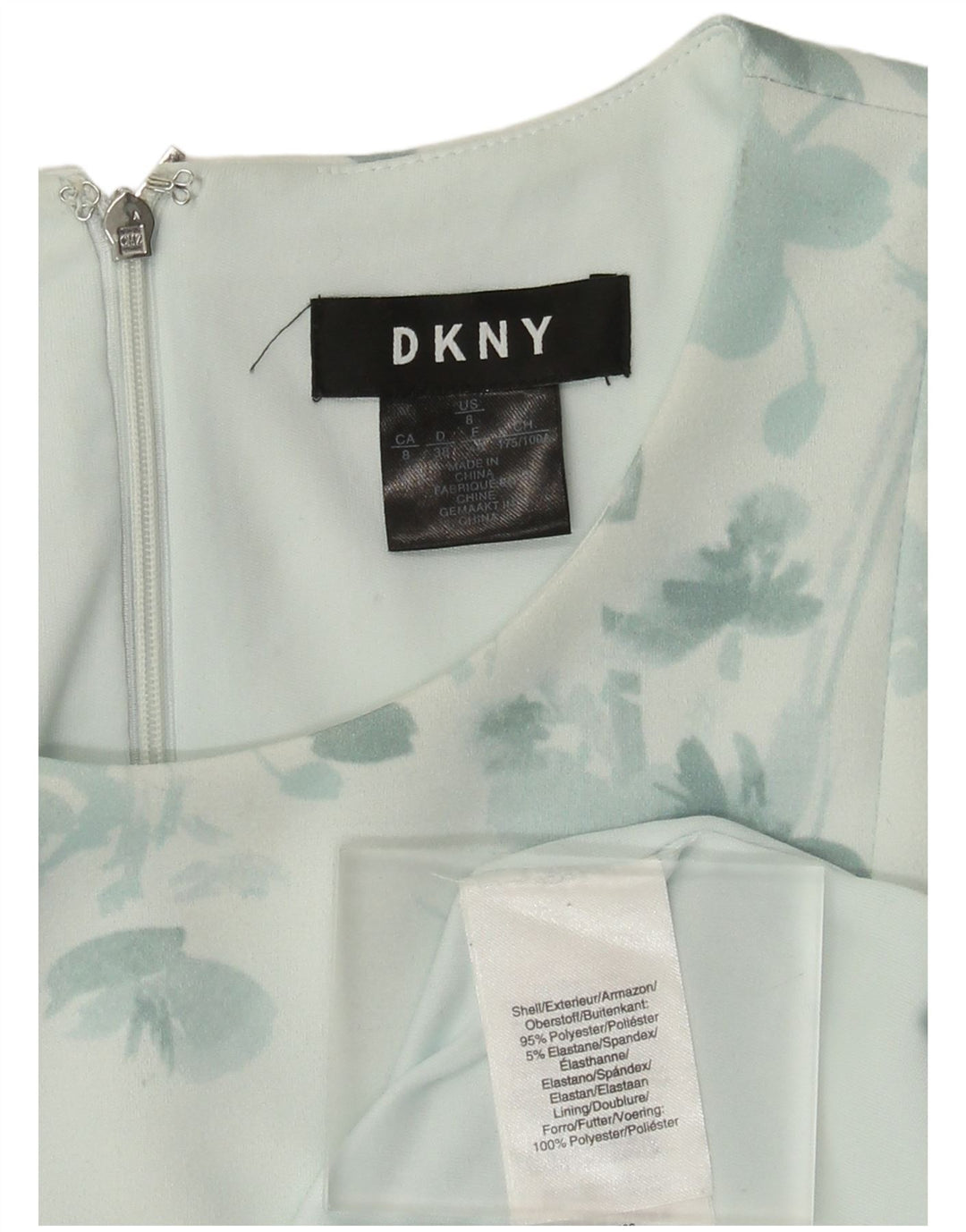 Abito a trapezio senza maniche da donna Dkny EU 40 Poliestere floreale verde medio