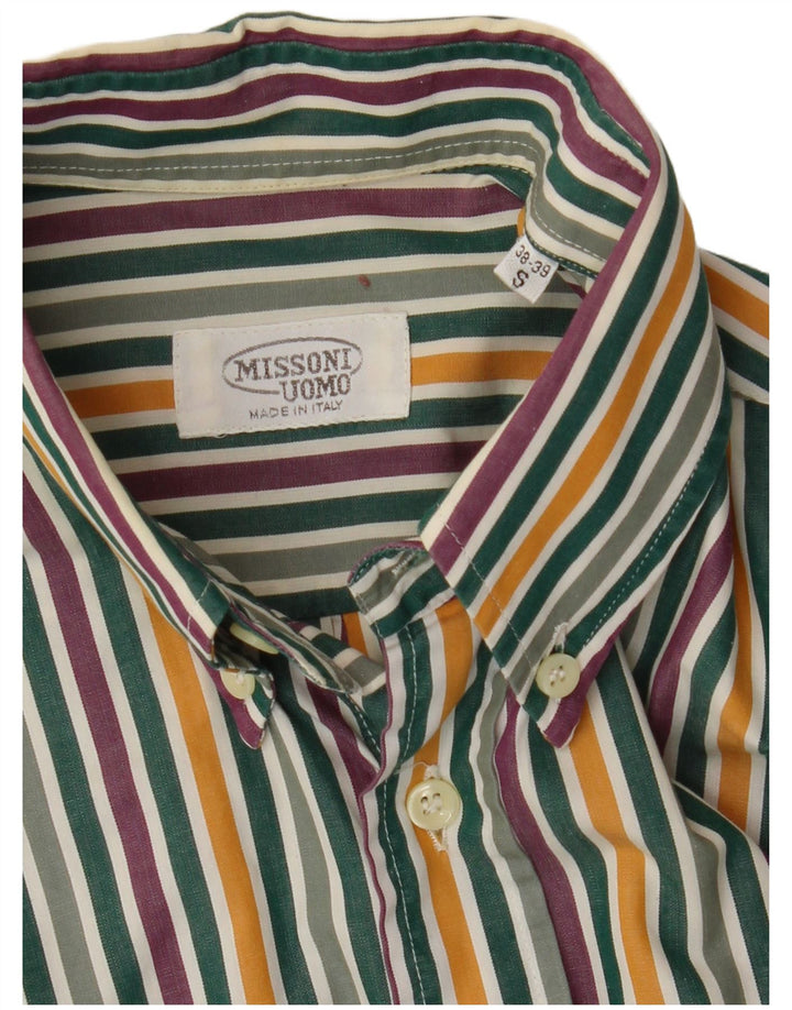 MISSONI Camicia Uomo Manica Corta Taglia 38/39 Piccola a Righe Multicolore