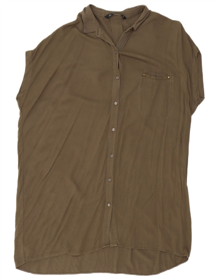 Abito chemisier oversize a maniche corte da donna Zara UK 14 medio cachi