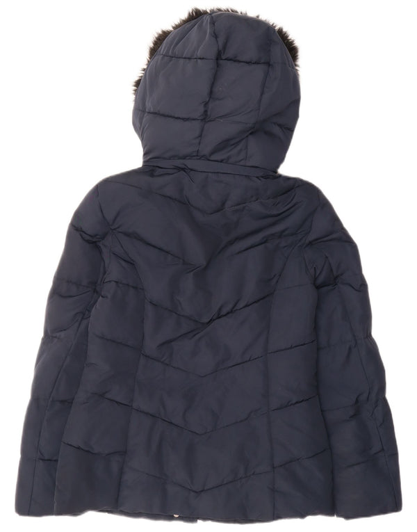 Hobbs Womens Hooded Padded Jacket UK 10 Small Navy Blue