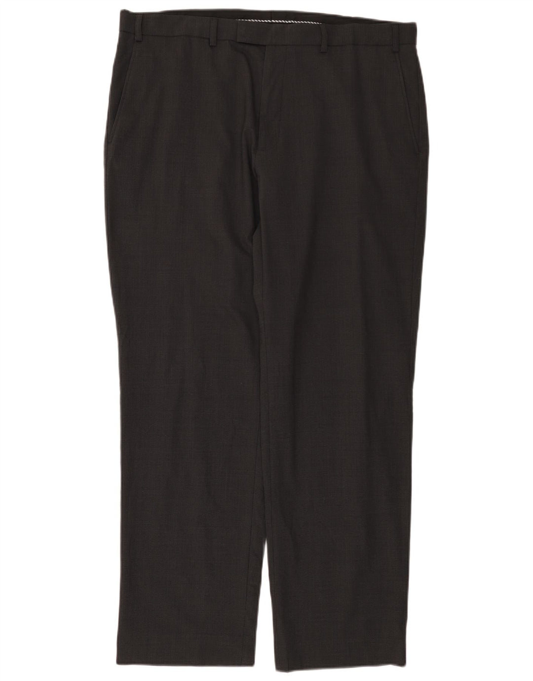 Pantaloni da abito dritti da uomo Marks & Spencer W38 L31 lana grigia