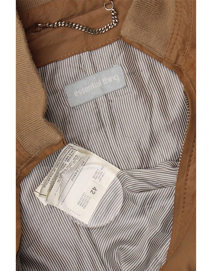 Bomber vintage da donna in pelle scamosciata IT 42 in pelle marrone medio