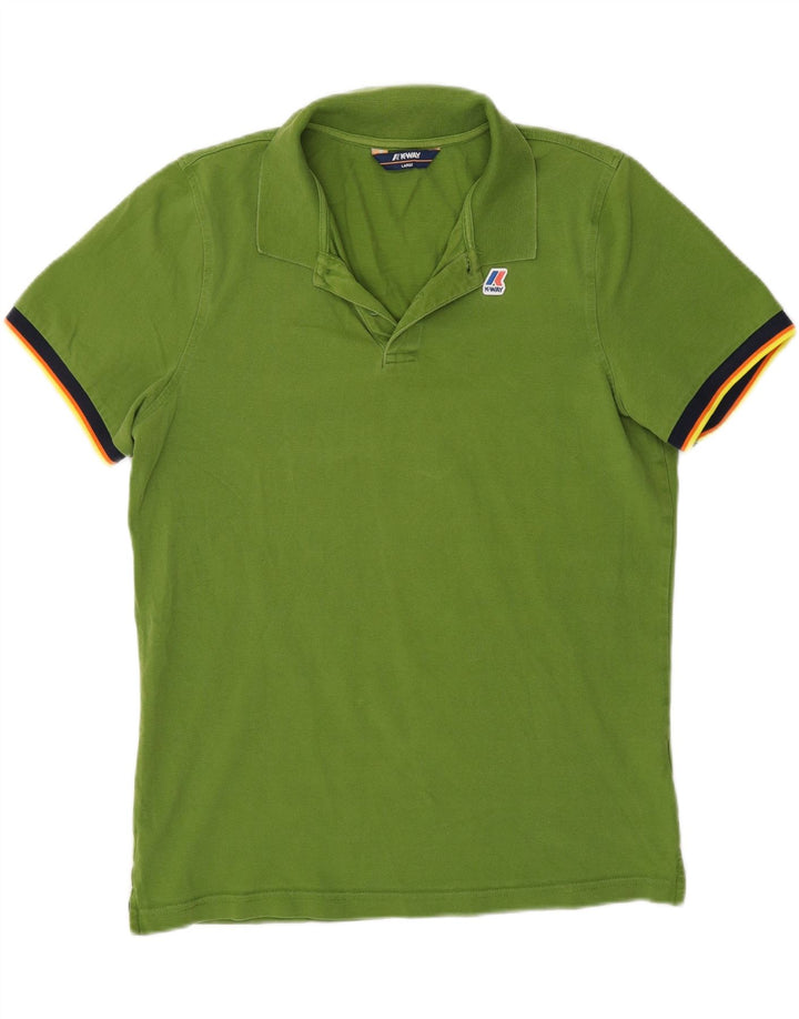 K-WAY Mens Polo Shirt Large Green Cotton Vintage K-Way and Second-Hand K-Way from Messina Hembry 