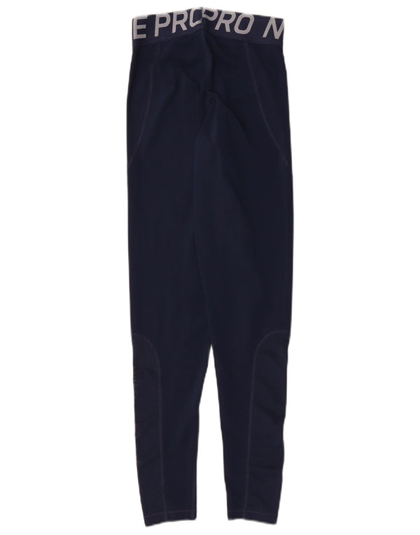 Leggings grafici Nike Dri Fit da donna UK 8 Small poliestere blu navy
