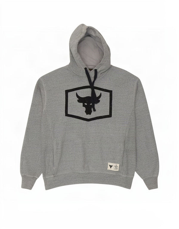 Felpa con cappuccio grafica da uomo Under Armour, grande cotone chiazzato grigio