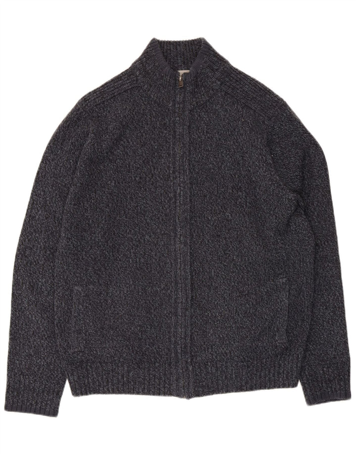 MARKS & SPENCER Maglione cardigan da uomo vestibilità regolare grande blu navy screziato