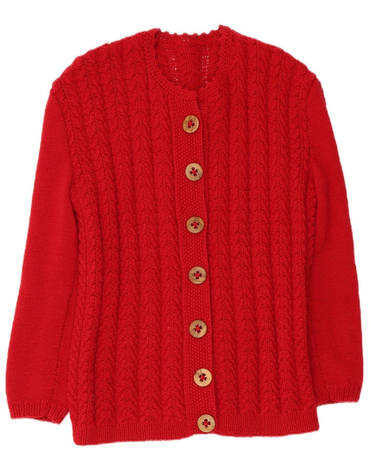 Maglione cardigan da donna vintage UK 14 rosso medio