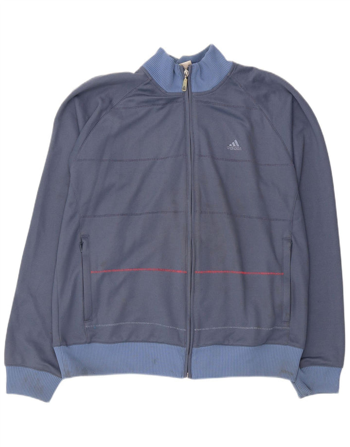 Giacca da ginnastica da uomo Adidas, giacca grande, in cotone a righe blu navy