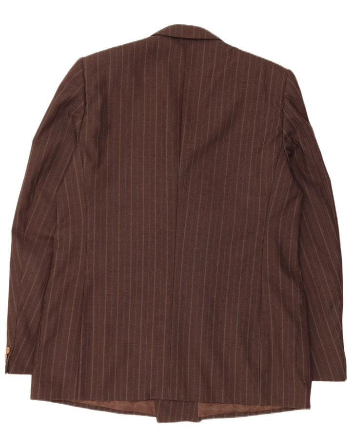 Giacca blazer doppiopetto vintage da uomo IT 54 2XL a righe marroni