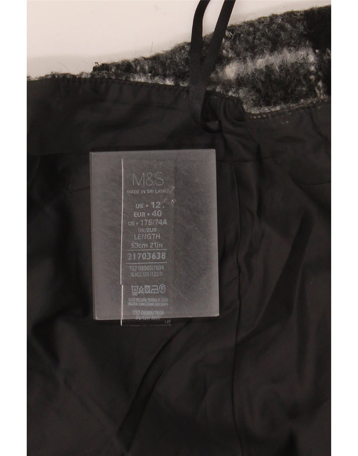 Minigonna da donna Marks & Spencer UK 12 media W32 acrilico a quadri grigio