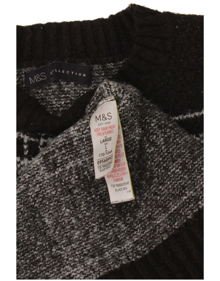 Maglione maglione girocollo da donna Marks & Spencer UK 16 grande plaid nero