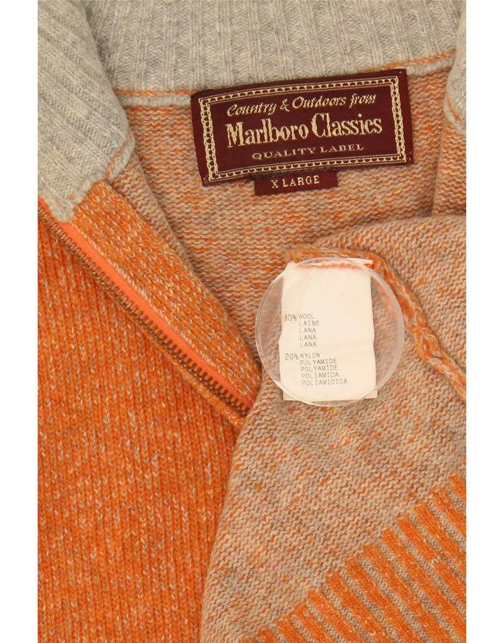 Marlboro Classics Maglione da uomo con zip e collo XL in lana screziata arancione