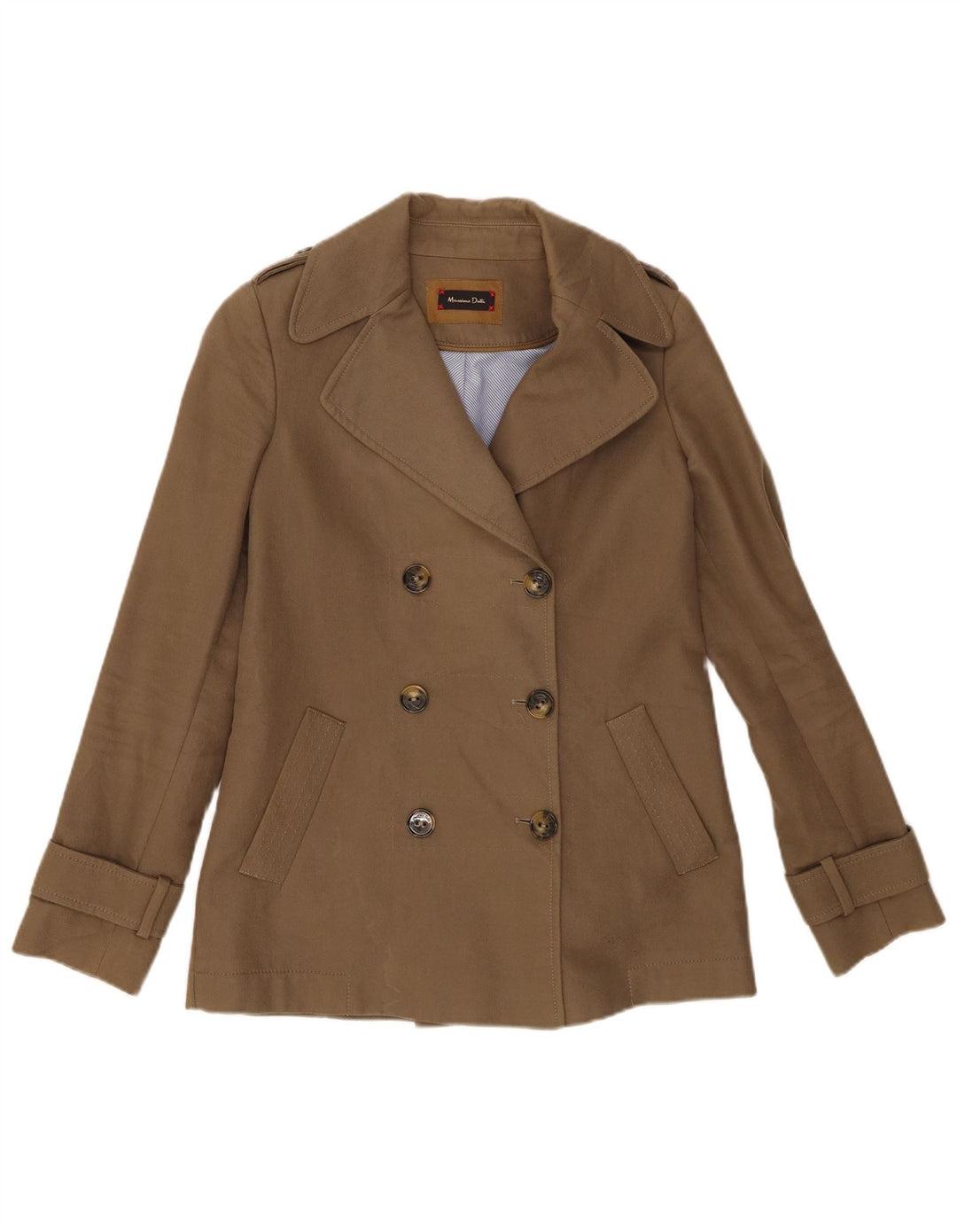 Cappotto da marinaio da donna Massimo Dutti EU 36 XS cotone kaki