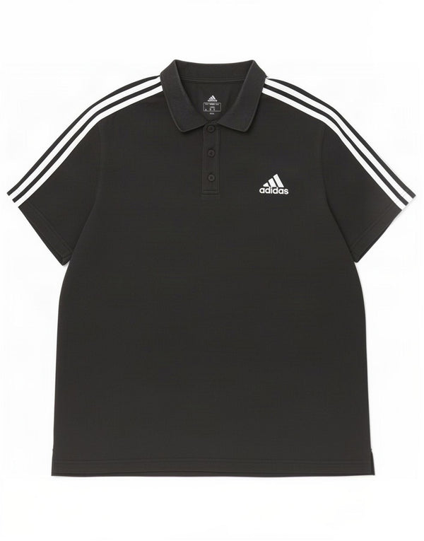 Polo Adidas da uomo grande in cotone nero