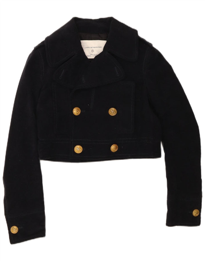 Giubbotto bomber doppiopetto corto da donna Zara UK 6 XS cotone blu navy