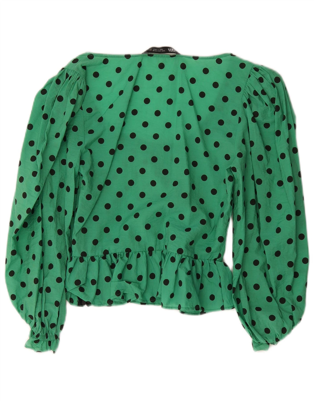 Camicetta a maniche lunghe da donna Zara UK 10 piccoli pois verdi