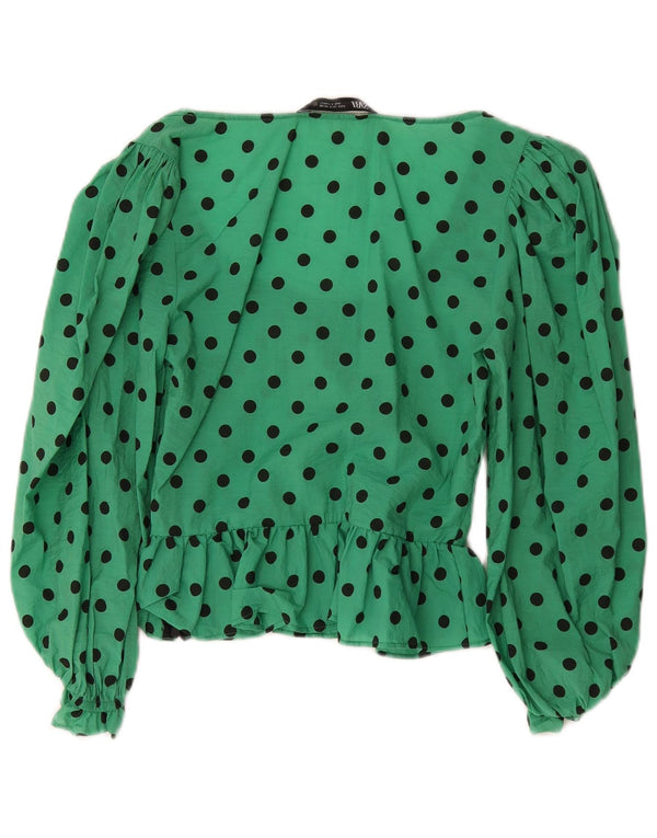 Camicetta a maniche lunghe da donna Zara UK 10 piccoli pois verdi