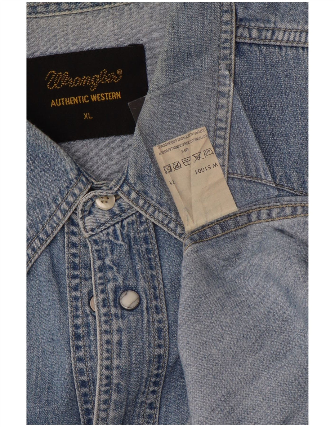 Camicia di jeans da uomo Wrangler XL in cotone blu western