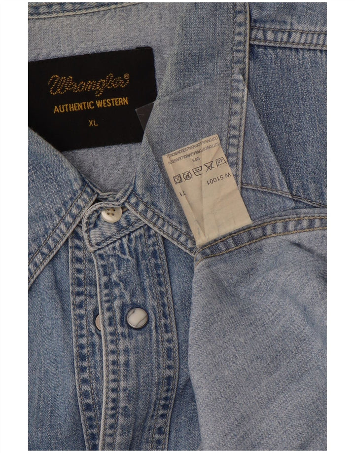 Camicia di jeans da uomo Wrangler XL in cotone blu western