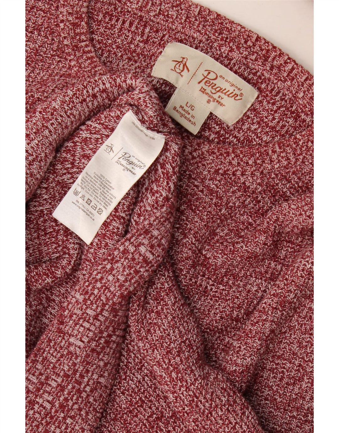 Maglione da uomo girocollo Penguin, maglione grande in cotone screziato marrone