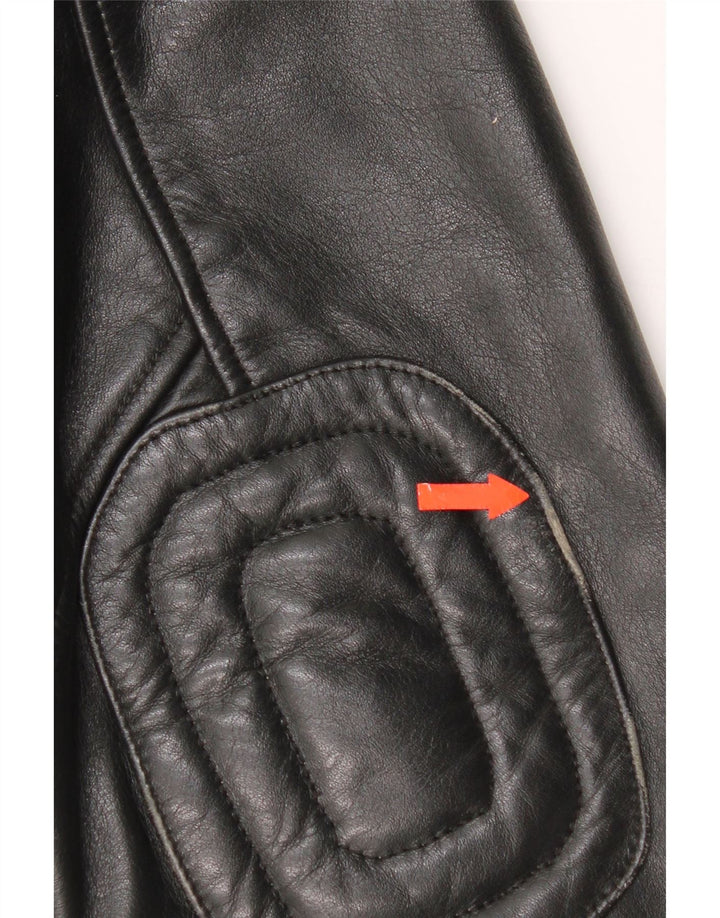 Giacca militare in pelle da uomo vintage UK 38 in pelle nera media