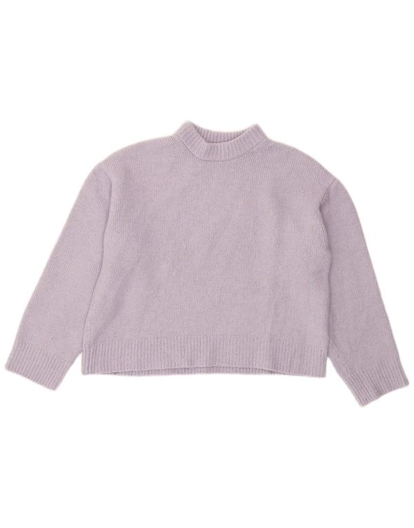 Zara Womens Crop Turtle Neck Jumper Sweater UK 14 Medium Purple Polyester