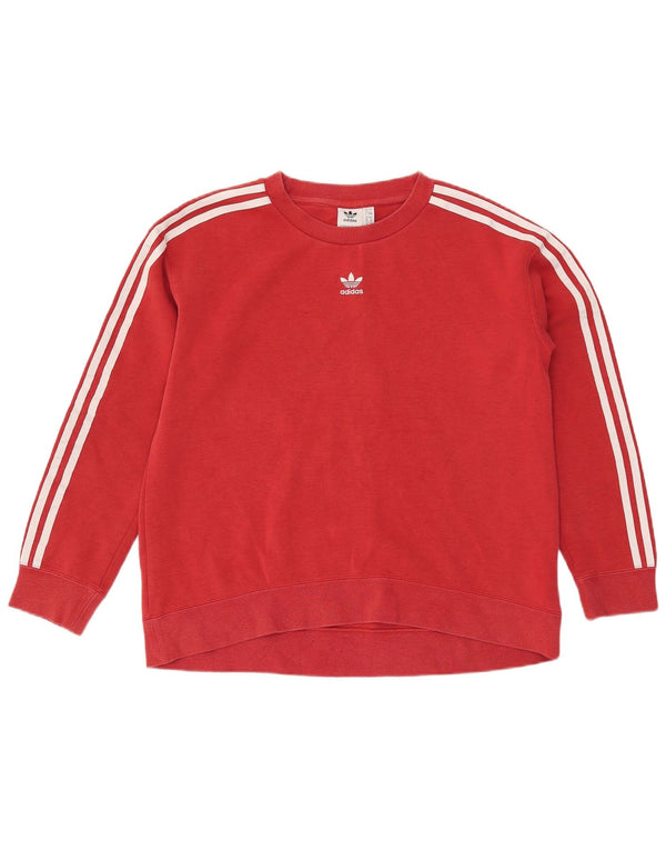 Felpa oversize da donna ADIDAS UK 8 piccola in cotone rosso