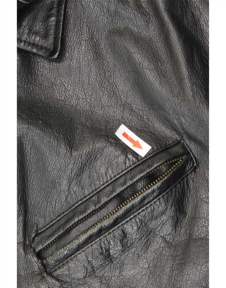 Giacca bomber in pelle da uomo vintage IT 54 2XL Pelle nera
