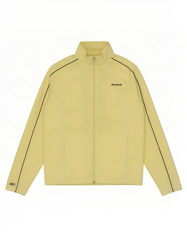 Reebok Womens Tracksuit Top Jacket UK 10 Small Yellow Cotton
