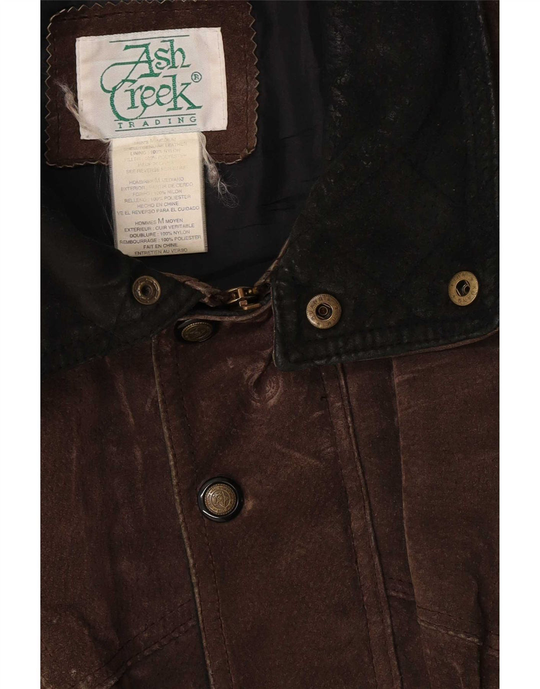 Giubbotto bomber in pelle scamosciata vintage da uomo UK 40 grande in pelle marrone
