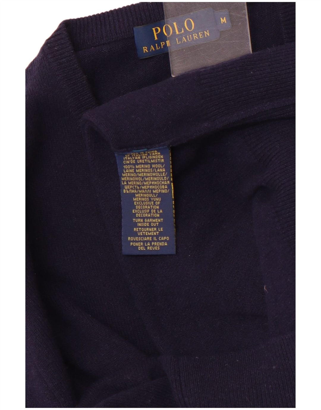 POLO RALPH LAUREN Maglione da uomo con scollo a V in lana merino medio blu navy