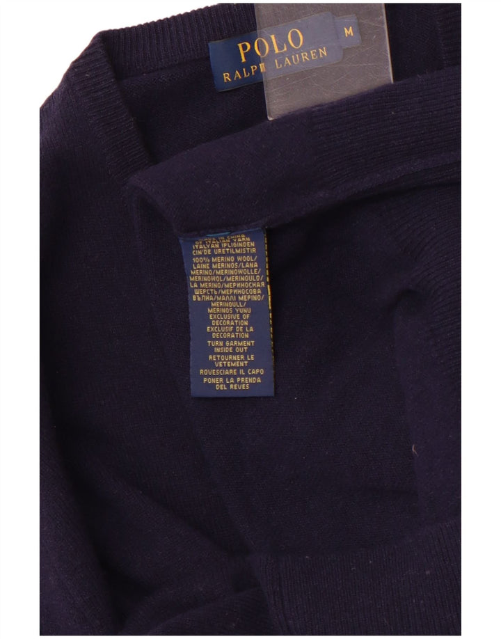 POLO RALPH LAUREN Maglione da uomo con scollo a V in lana merino medio blu navy