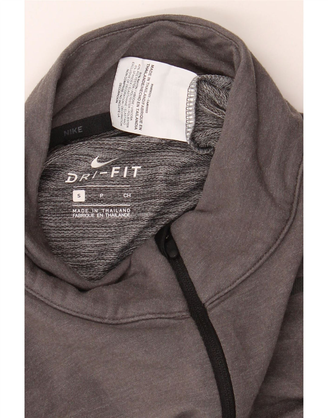NIKE Mens Zip Neck Sweatshirt Jumper Small Grey Rayon Vintage Nike and Second-Hand Nike from Messina Hembry 