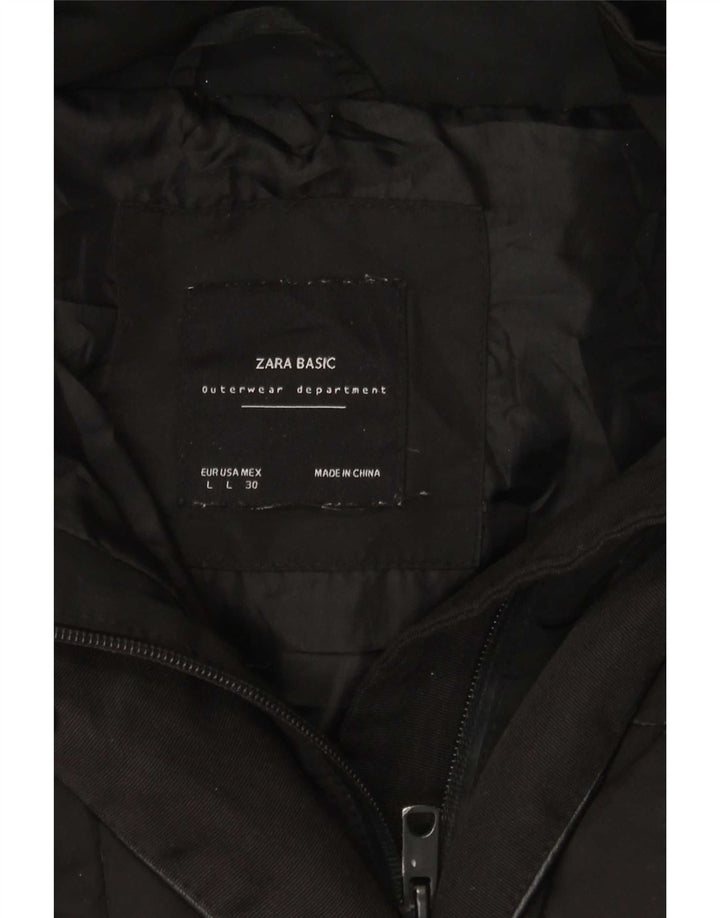 Cappotto imbottito con cappuccio da donna Zara UK 14 grande nero