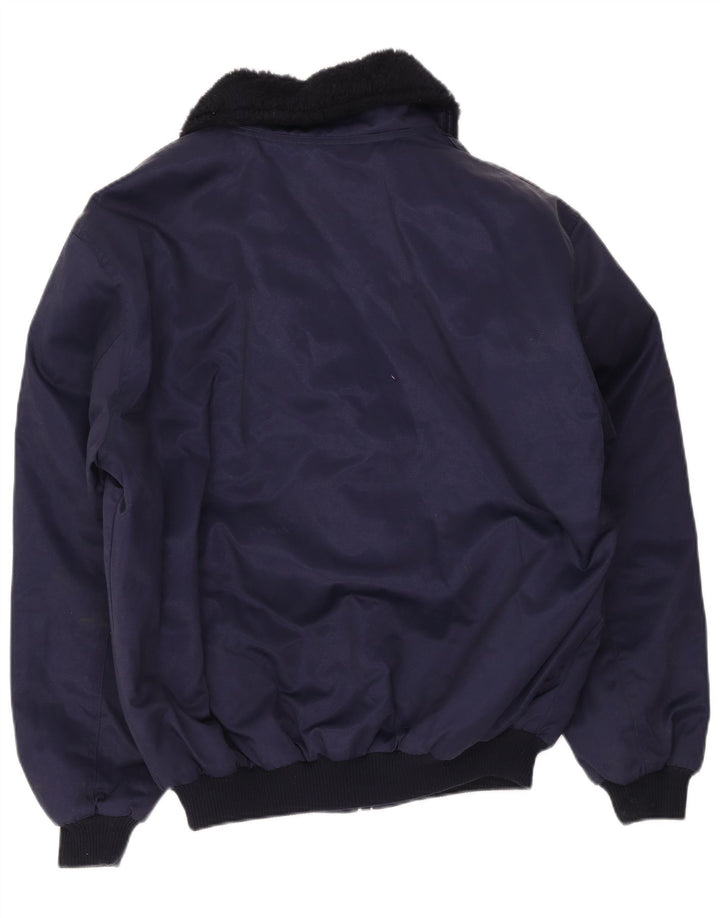 Giubbotto bomber da uomo mascotte UK 40 grande cotone color block blu navy