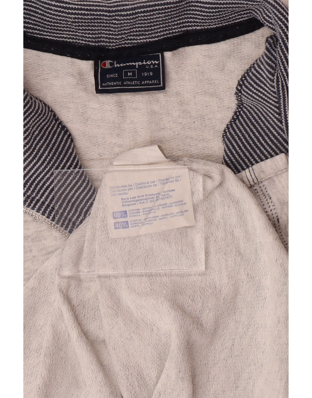 CHAMPION Mens Zip Neck Sweatshirt Jumper Medium Grey Cotton