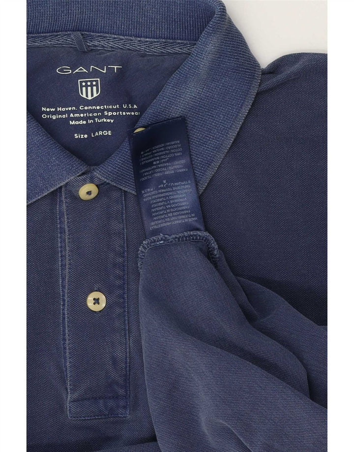 Polo da uomo Gant grande in cotone blu