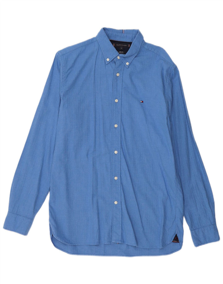 TOMMY HILFIGER Camicia da uomo vestibilità regolare in cotone blu medio